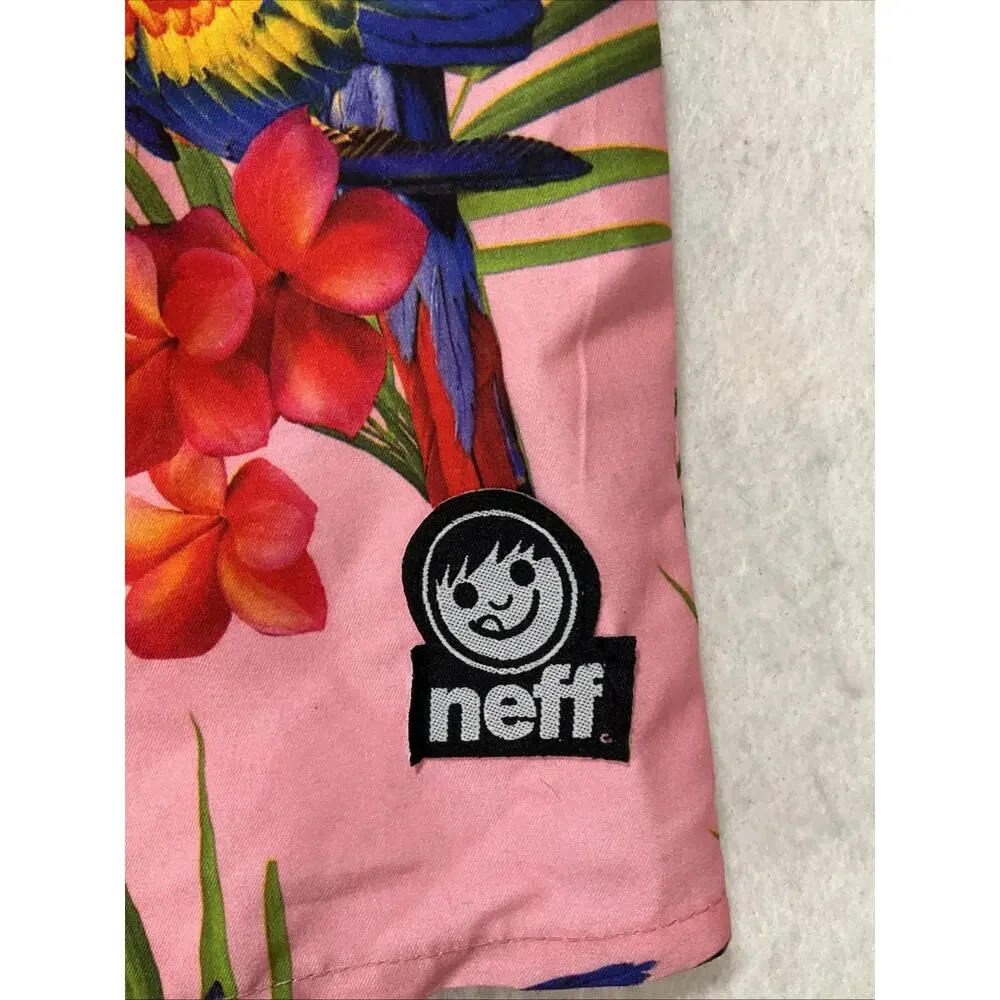 Neff Unlined Board Short Swim Trunks Mens XL Floral Parrot Tropical Vacation